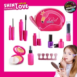 Kit de maquillaje de imitación para niñas con bolsa de cosméticos, casa de juegos de maquillaje, juego de viaje para teléfono móvil, juego de belleza de uñas, lápiz labial, juguete de juego divertido