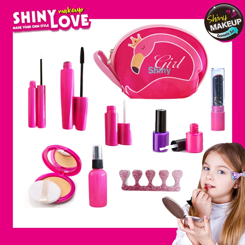 Pretend Makeup Kit For Girls With Cosmetic Bag Toy Makeup Playhouse- Cellphone Travel Set, Nail Beauty Set Lipstick Fun Game Toy