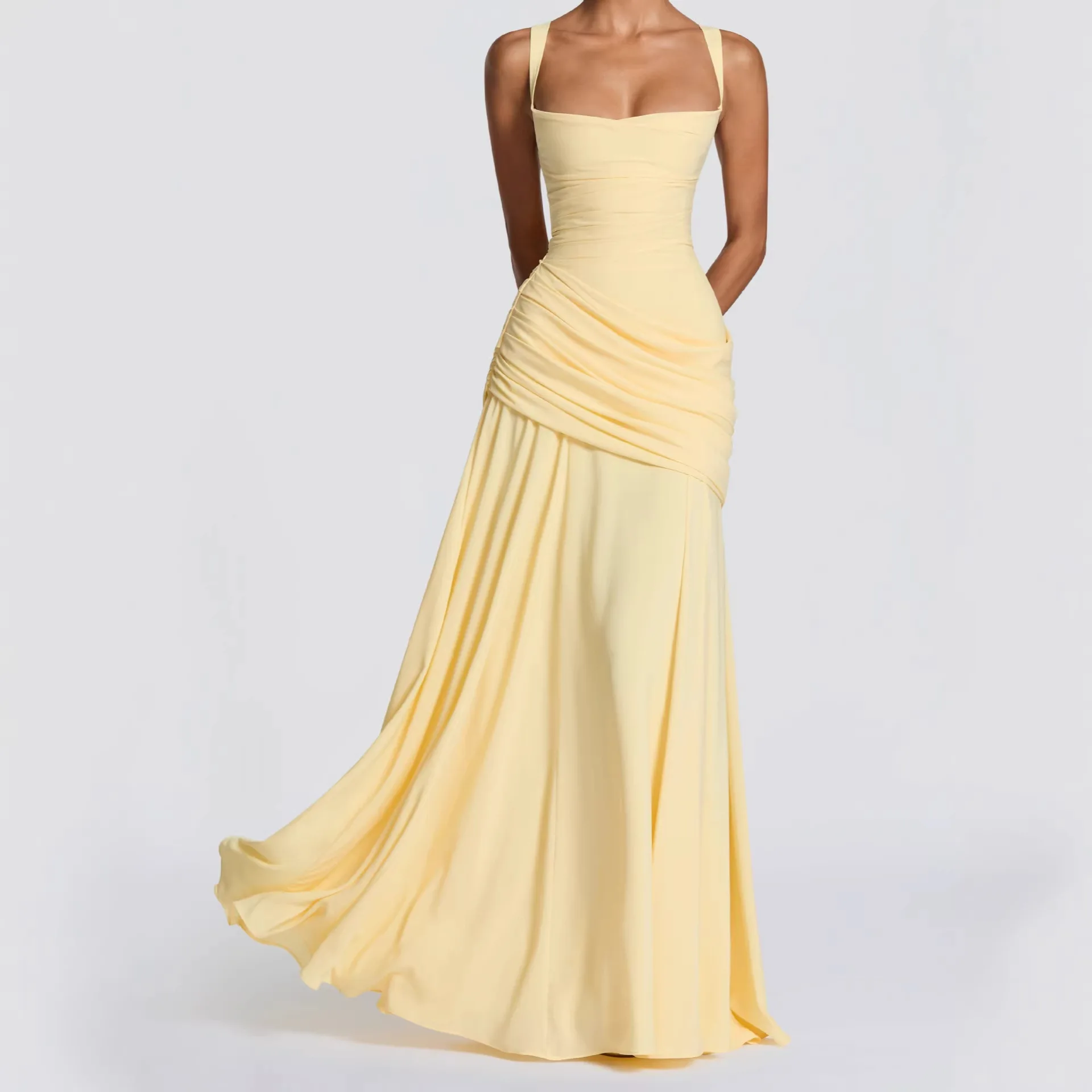 

2026 New Sexy Spaghetti Strap Prom Gowns Off-shoulder Sleeveless High Waist Slim Long Dress Formal Dinner Party Evening Dresses