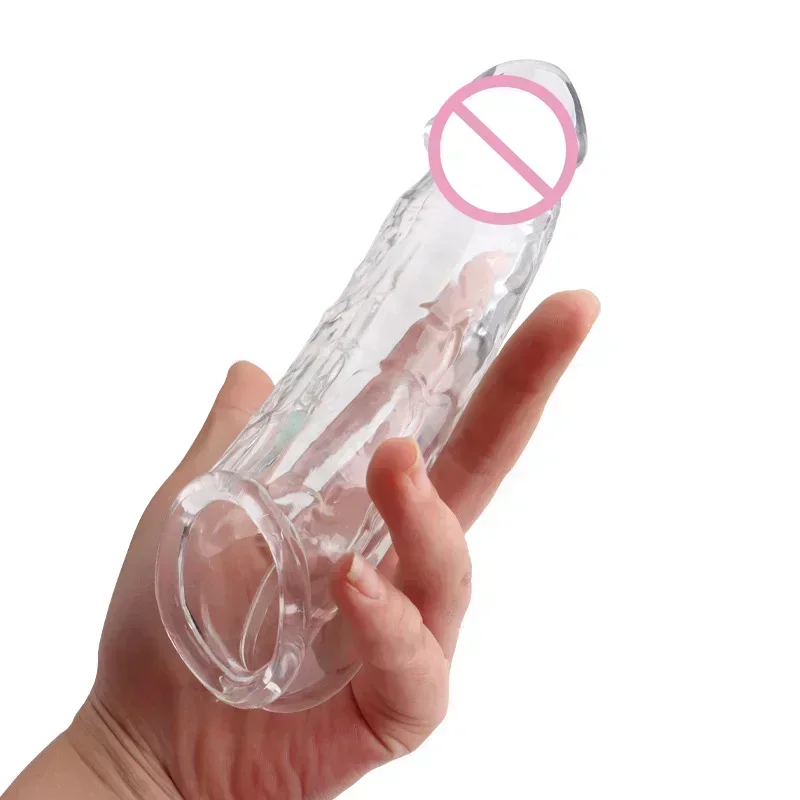 Reusable Penis Sleeve Extender Cock Rings Delay Ejaculation Penis Condoms Dick Silicone Glans Cover Enlargement Sex Toys for Men