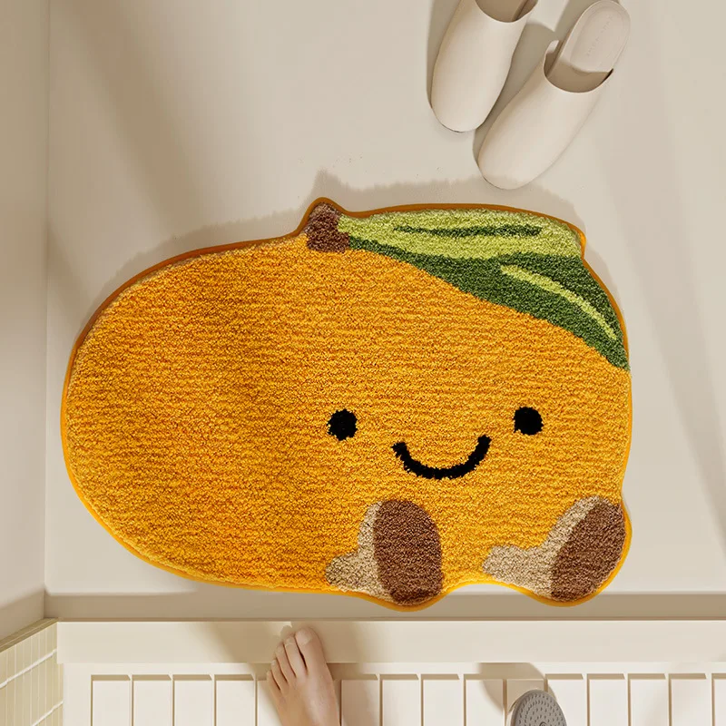 Creative Fruit-shaped Bath Mat Thickened Flocked Microfiber Bathroom Rug Non-slip Water-absorbent Quick-drying Foot Mat