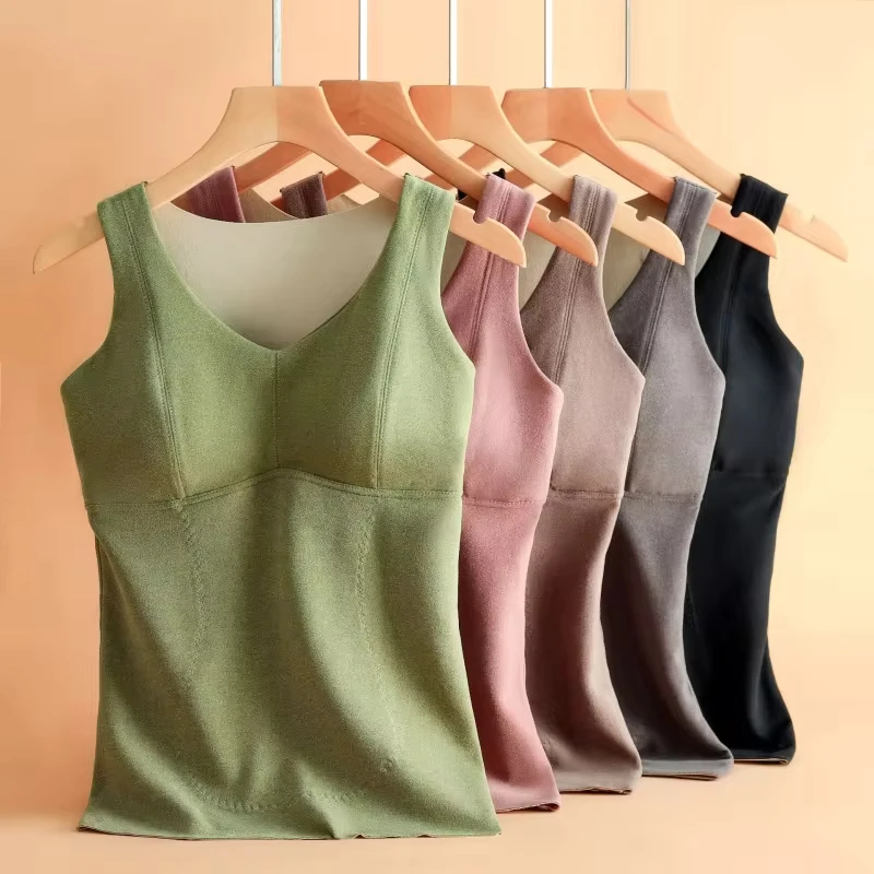 

Thermal vest with chest pads, fleece-lined, plus size, base layer thermal underwear
