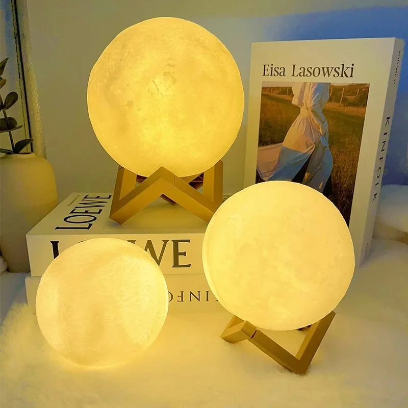 Lumière de lune peinte à la main pour la journée des enfants, matériaux peints à la main, maternelle GT, activités parent-enfant, veilleuse planète