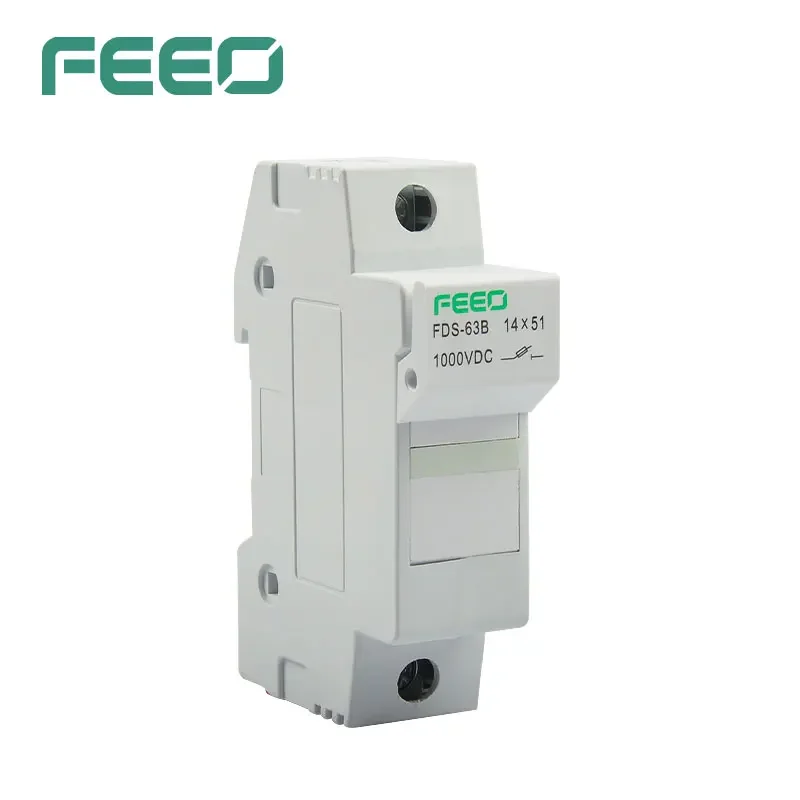 FEEO 1P  32A 40A 50A 63A 14*51mm Solar DC Fuse Holder with Fuse 1000V  for Solar System Protection High Voltage Din Photovoltaic