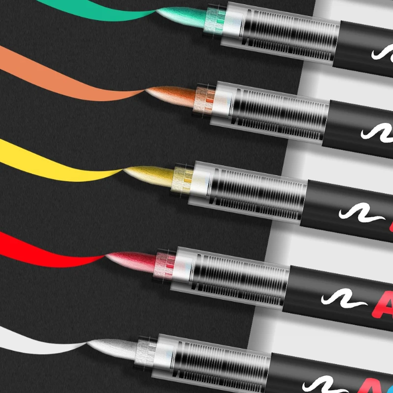 12/24/36/48color Straight Liquid Acrylic Marker Set Uniform Ink Not Easy To Fade for Stone Canvas Wood Ceramic Painting Graffiti