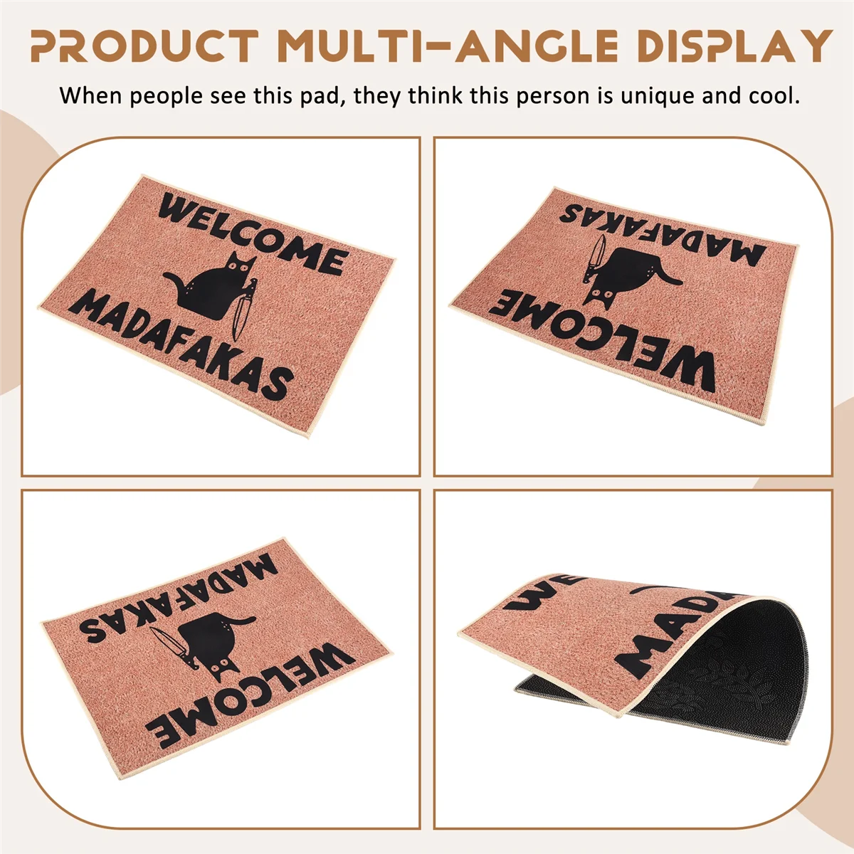 NN89R Dark Cat Welcome Madafakas Full Print Doormat Fun Doormat Home Decor Kitchen Bathroom Decor Give People Fun Gifts