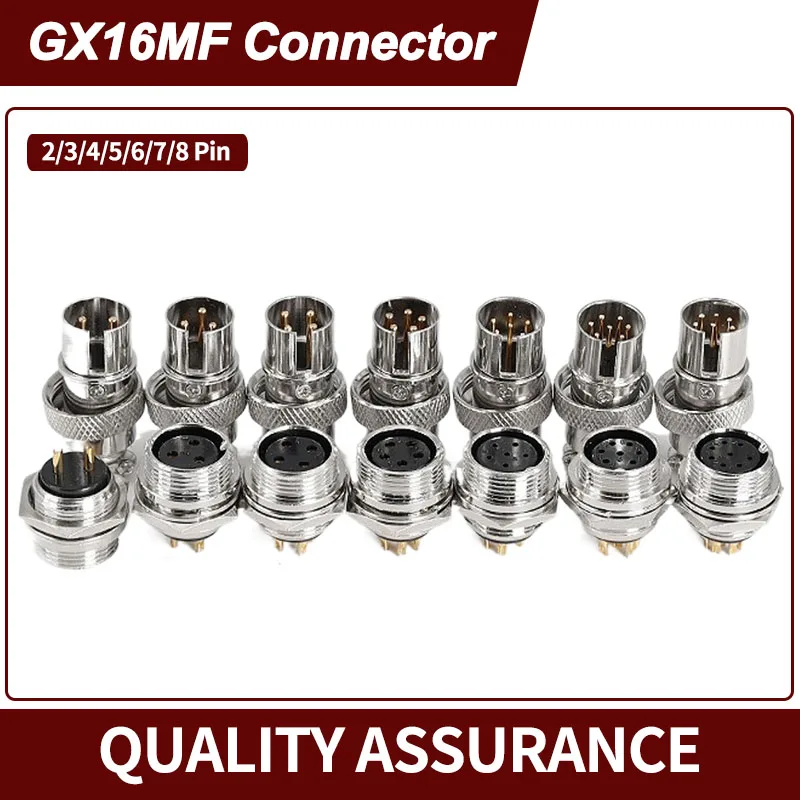 

1Set GX16MF Aviation Plug Connector 2/3/4/5/6/7/8 Pins Fixed Cable 16MM Plate Socket Front Installation Reverse Male Female Head