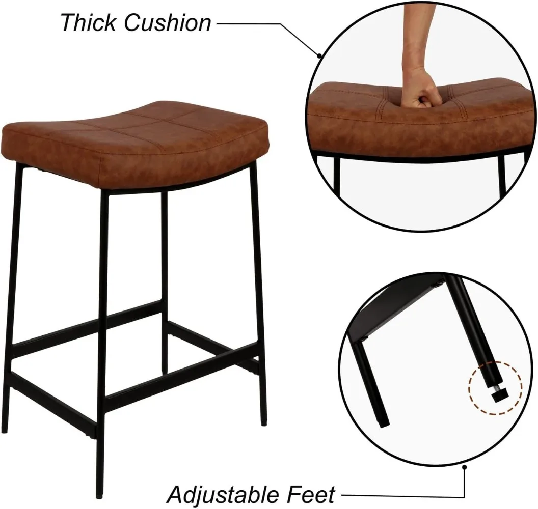 Ensemble de tabourets de bar dos nu avec coussin optique et repose-pieds, tabourets de bar modernes, siège de dégager pour cuisine, piste de comptoir, 2 solutions, 27 po