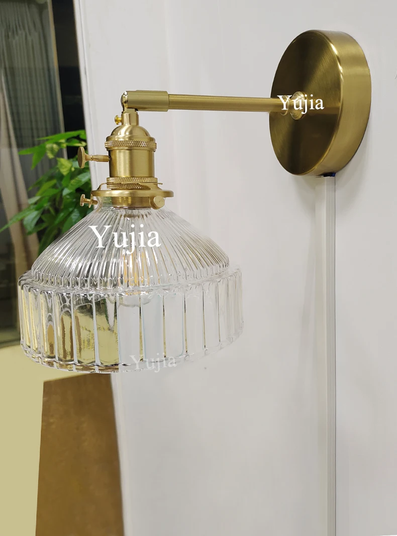Vintage 4 Colors Nordic Wall Light with Switch for Living Room Luxury Decor Bedside Reading Light Glass Shade Led Wall Lamp