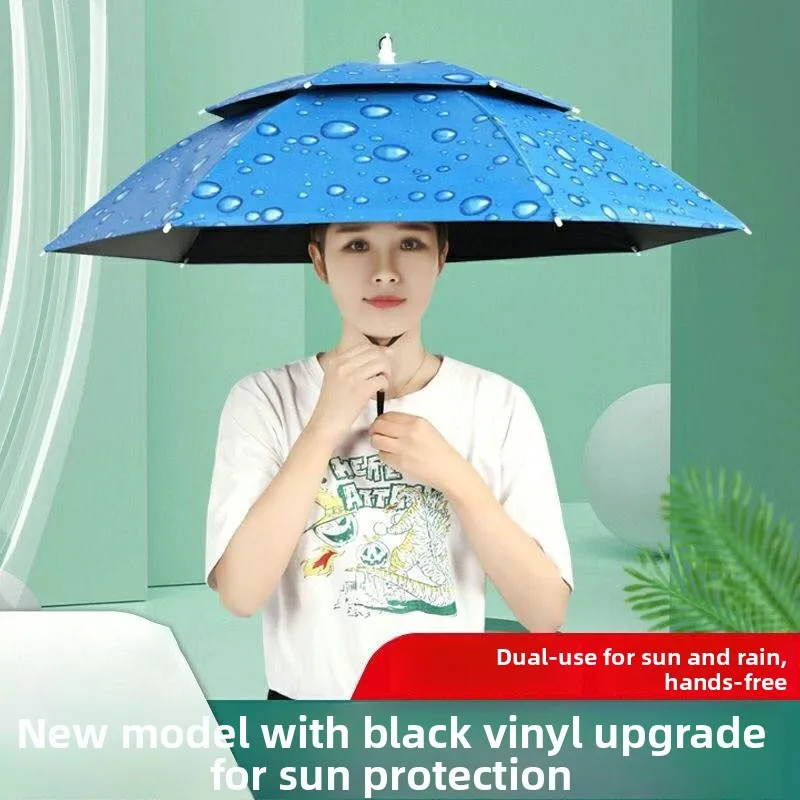 Outdoor Sunade Fiing Umbrella Bla Glue Sunscreen Headwear Sle Rain Umbrella Waterproof Long Handle Auatic Umbrella