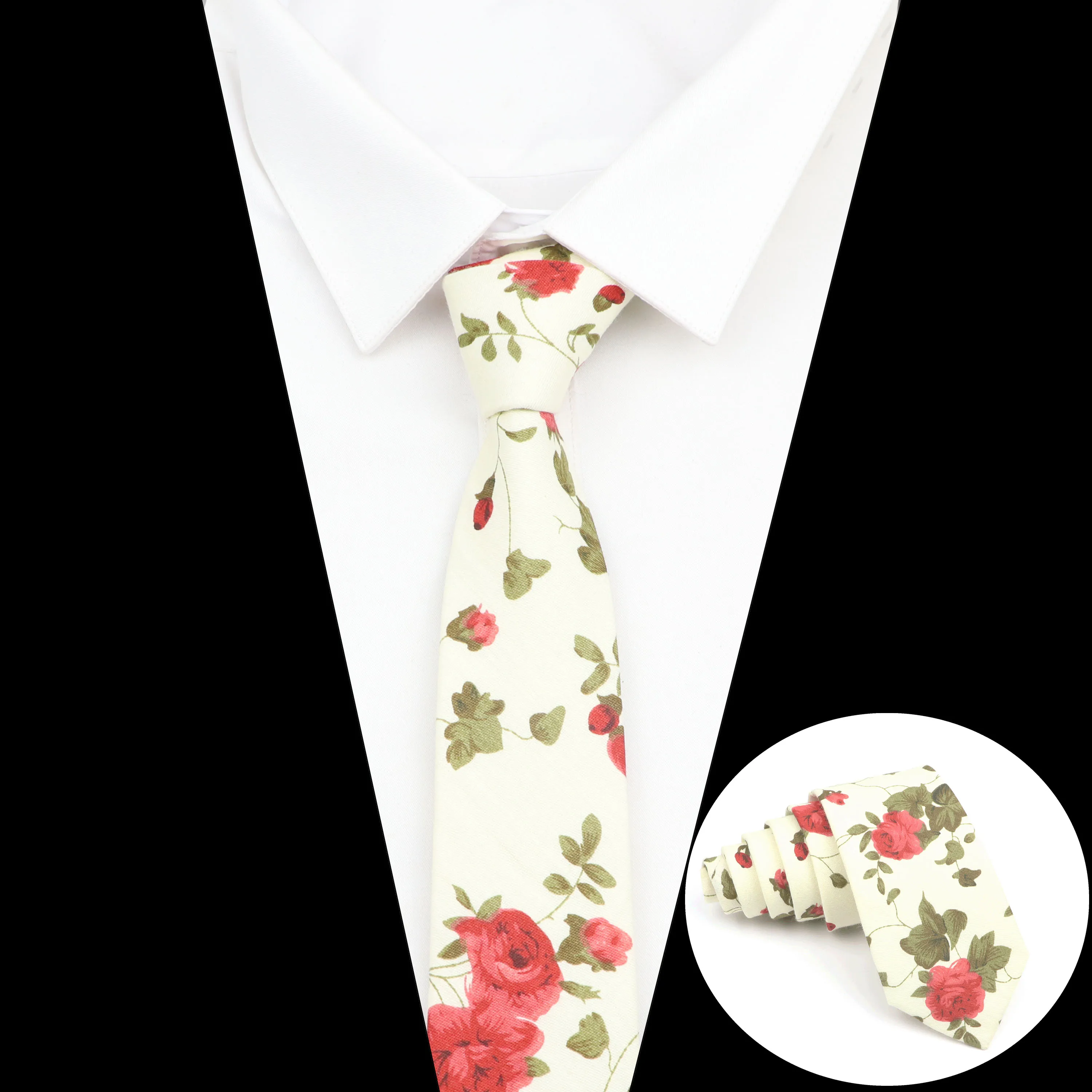 Men\'s 6CM Cotton Flower Tie Colourful Floral Ties Sunflower Rose Necktie For Man Narrow Slim Skinny Cravate Purple Yellow Neckti