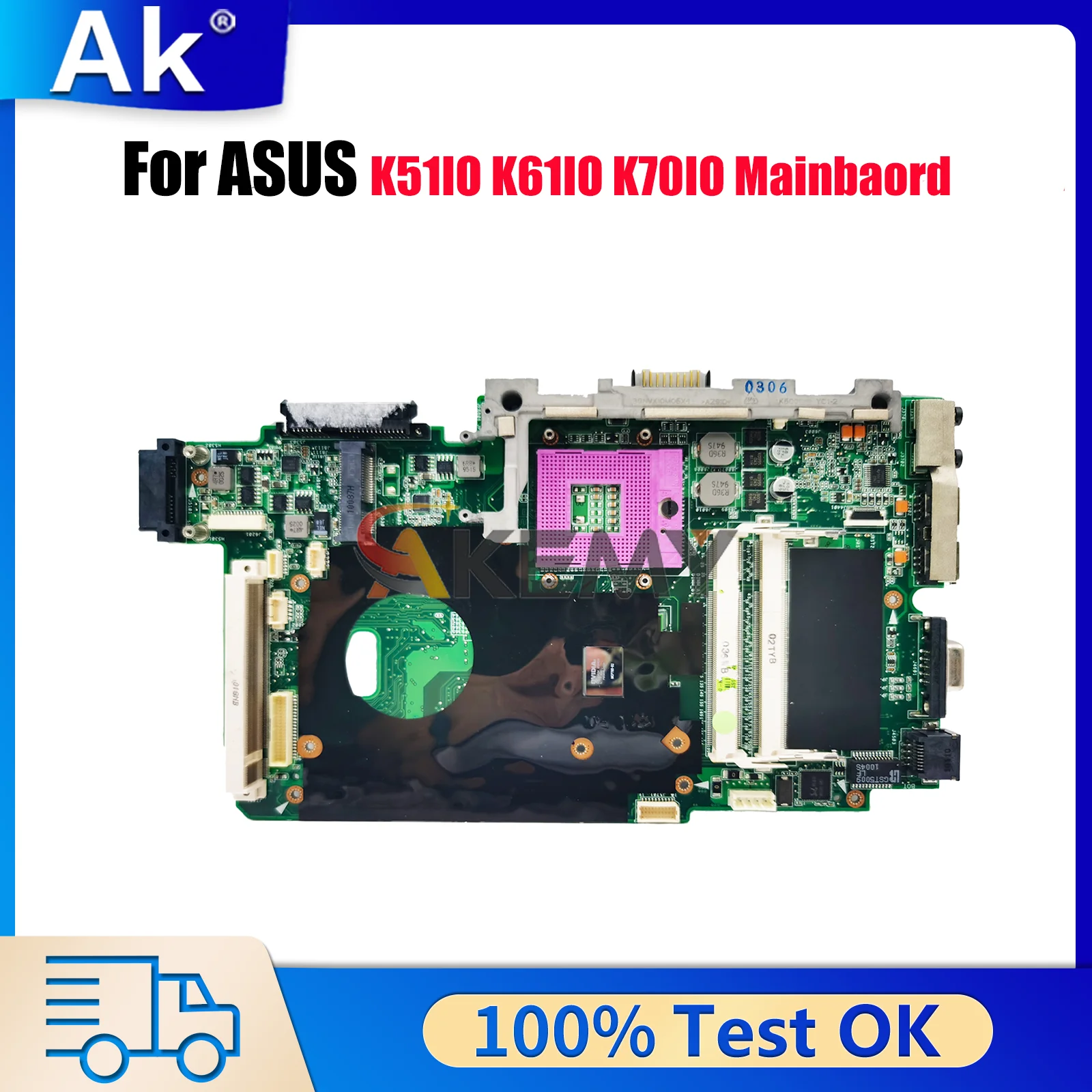 

K51IO Laptop Motherboard For ASUS K51IO K51I Notebook Mainboard This item is in stock 100% tests OK fast shipping High quality