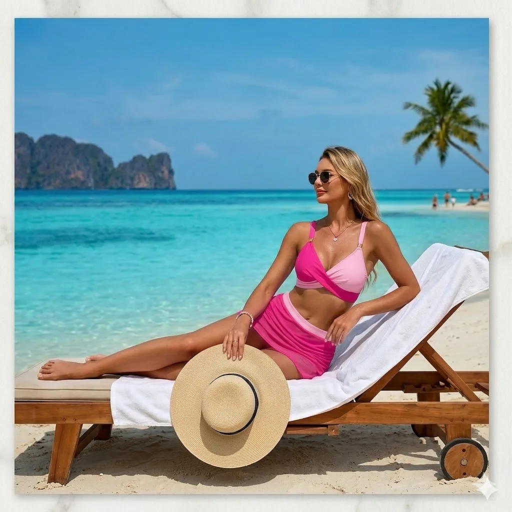 

Women Swimwear Swimsuit Bikini Set 3PCS Two-Tone Sexy Cami Top Skort Beach Vacation Pool Holiday Bathing Suit Beachwear Swim Set