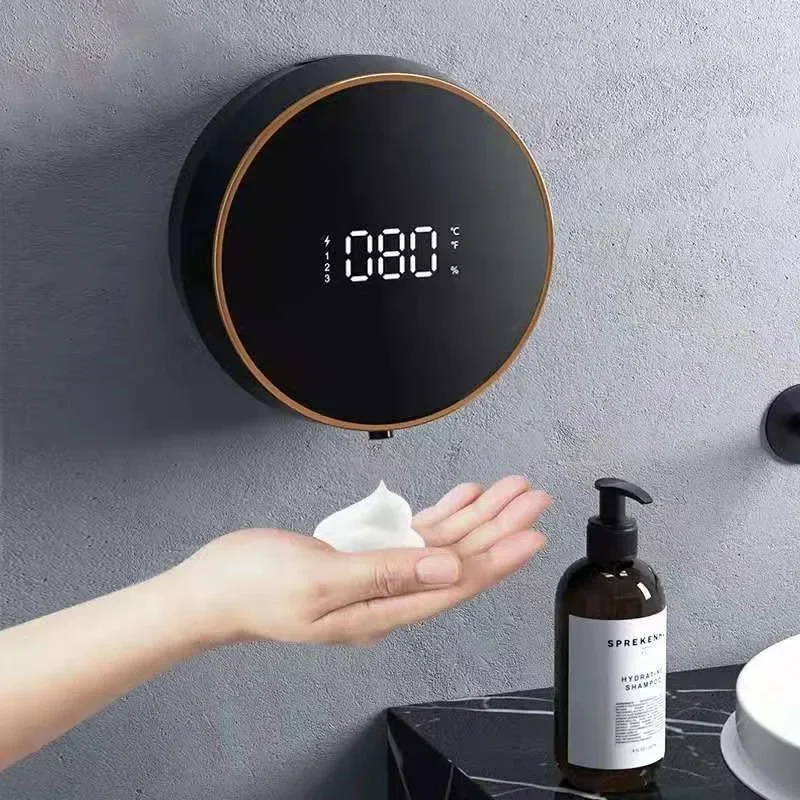 

New-Wall Mounted Automatic Liquid Soap Dispenser LED Temperature Display USB Rechargeable Touchless Infrared Sensor Foam Machine