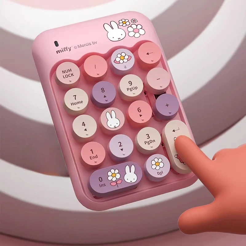 Miffy Kawaii Anime Cartoon Rabbit Wireless Numbers Keyboard Mouse External Notebook Computer Finance Accounting USB Keypad