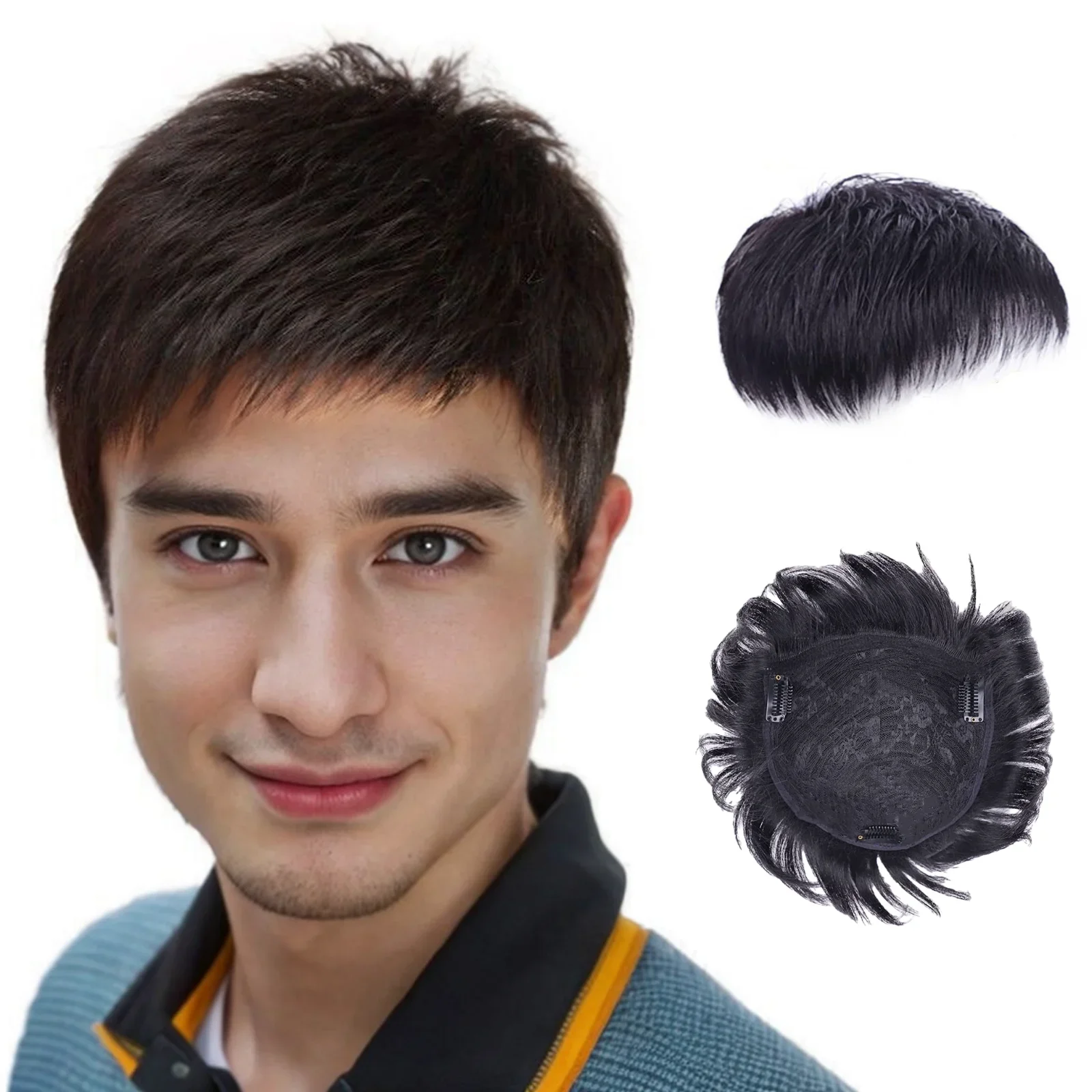 16*18 Natural Human Hair Forehead Hairline Toupee Men's Capillary Prosthesis Thin Skin Hairpiece Replacement System Remy Hair