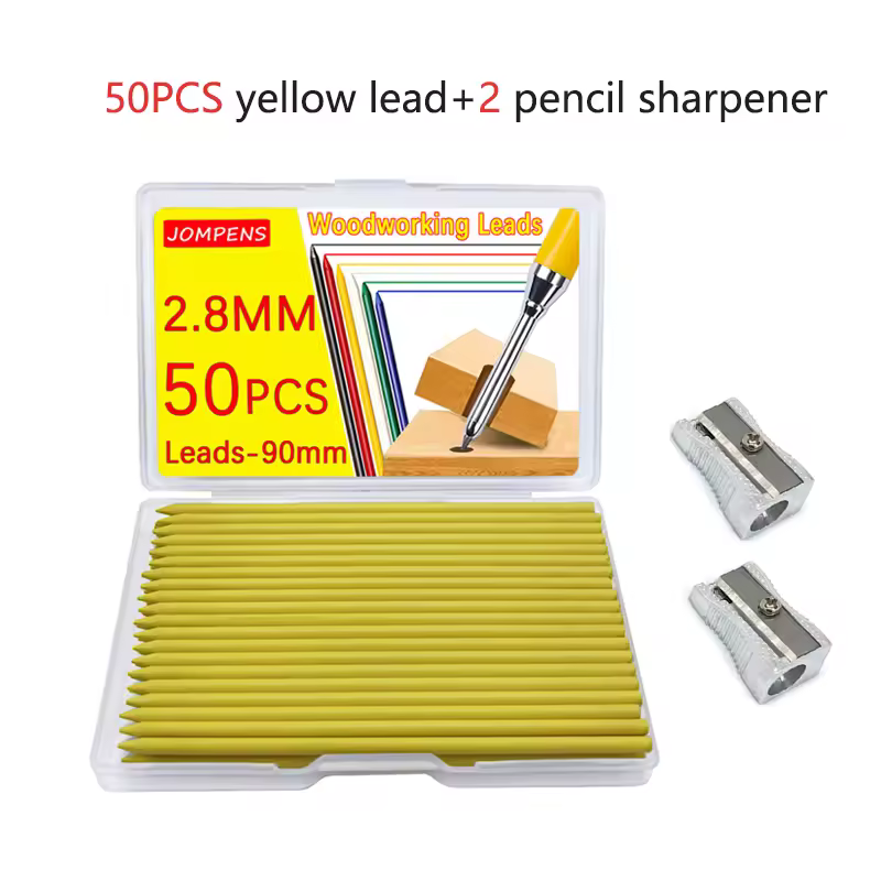 50Pcs/100Pcs Large Capacity 2B Woodworking Lead Core Black Yellow Red 2.8mm Automatic Pencil Lead Deep Hole Marked Lead Core - Image 15