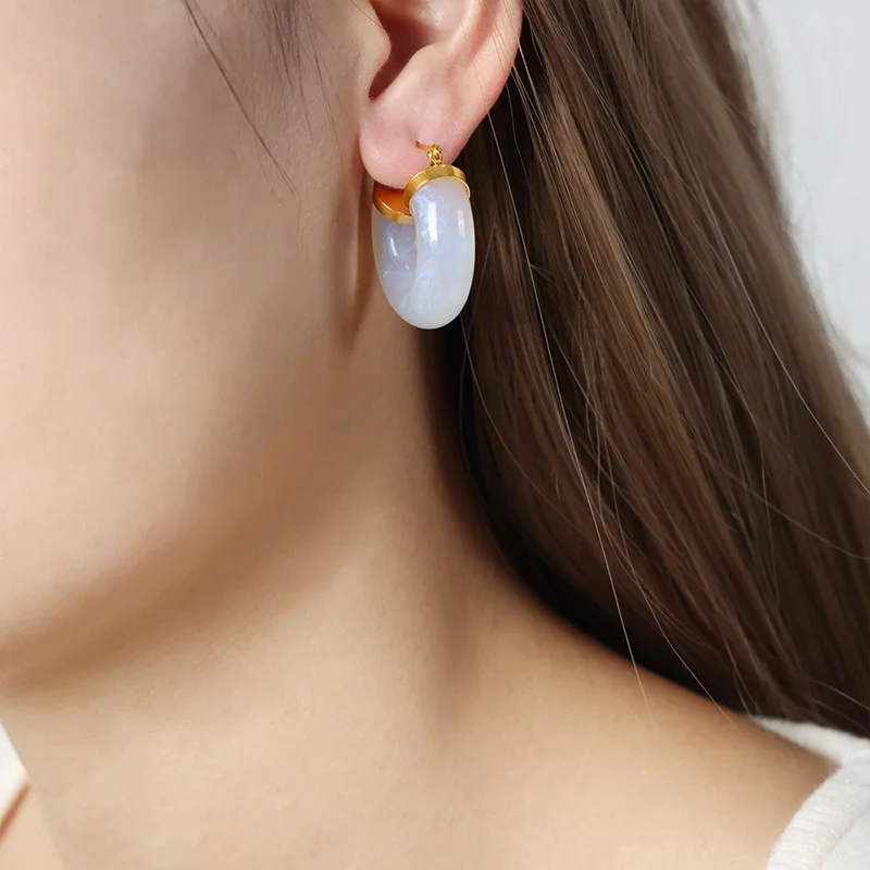 New Colorful Hoop Earrings For Women Original And Funny Earrings Girl Cute Accessories Round Resin Jewelry Girlfriend Gift Sale