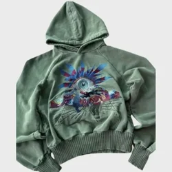 Retro soyut Streetwear Hoodie Y2K Hip Hop grafik yeşil boy Hoodie Sweatshirt kadın erkek Harajuku gotik svetşört