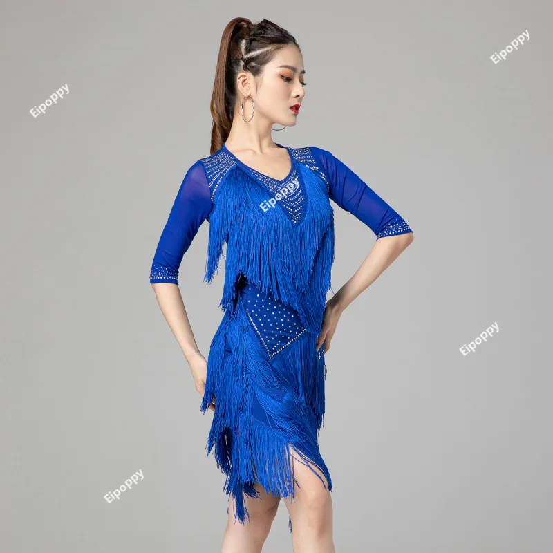 

Sexy Fringe Latin Dance Dress Women New National Standard Dance Women Rumba Cha Cha Competition Dance Skirt Performance Clothing