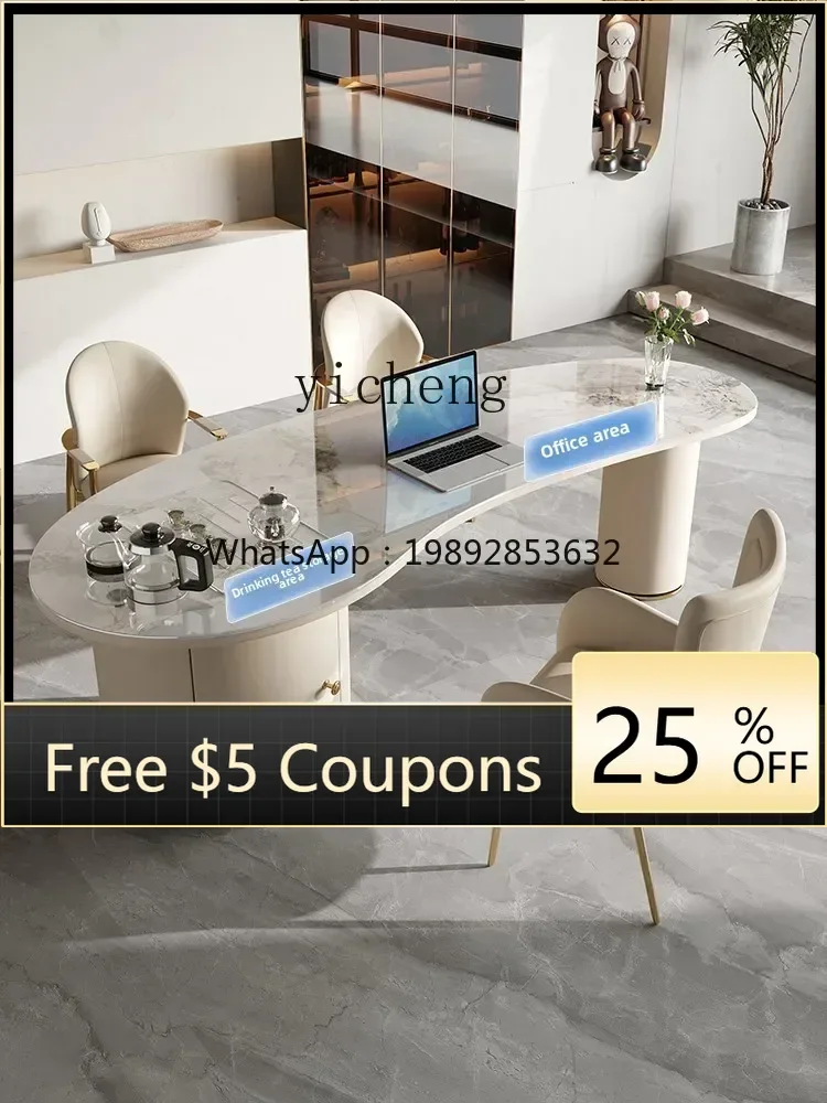 

AA light luxury rock slab tea table desk integrated dual-purpose modern high-end sense household kung fu tea table and chairs