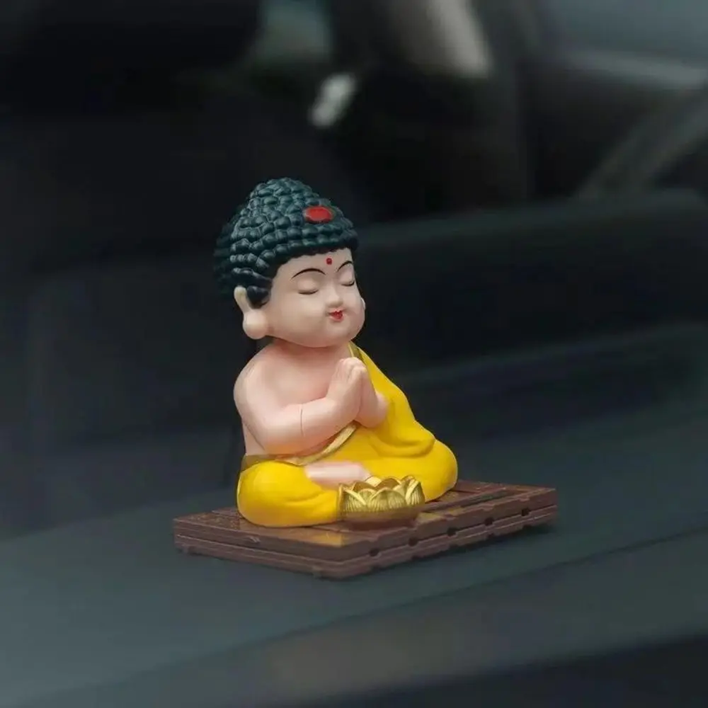 Solar Nodding Buddha Decor Figure Mascot Ornaments Car Accessories Solar Dancing Toys Luck and Fortune Decoration Dashboard