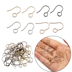 50Pcs/lot Stainless Steel Gold Color Ear Wires Simple Earrings Connector Earwire Hook DIY Jewelry Making Findings Accessories