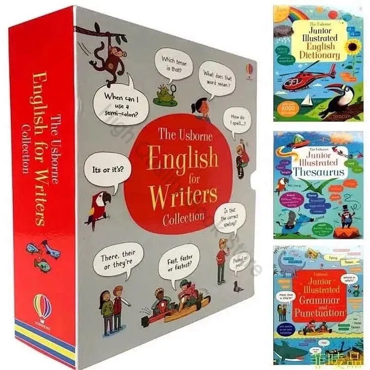 3 Books English Dictionary Usborne English for Writers Children's Illustrations Picture Book Reference Book Livre Libro