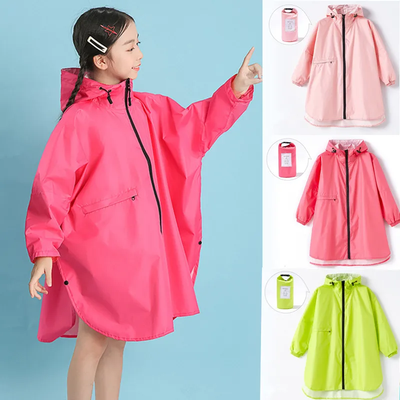 

90-160cm Waterproof Rain Coat Cover For Kids Boys Girls Raincoat Poncho Jacket Hiking Students Backpack Rainwear