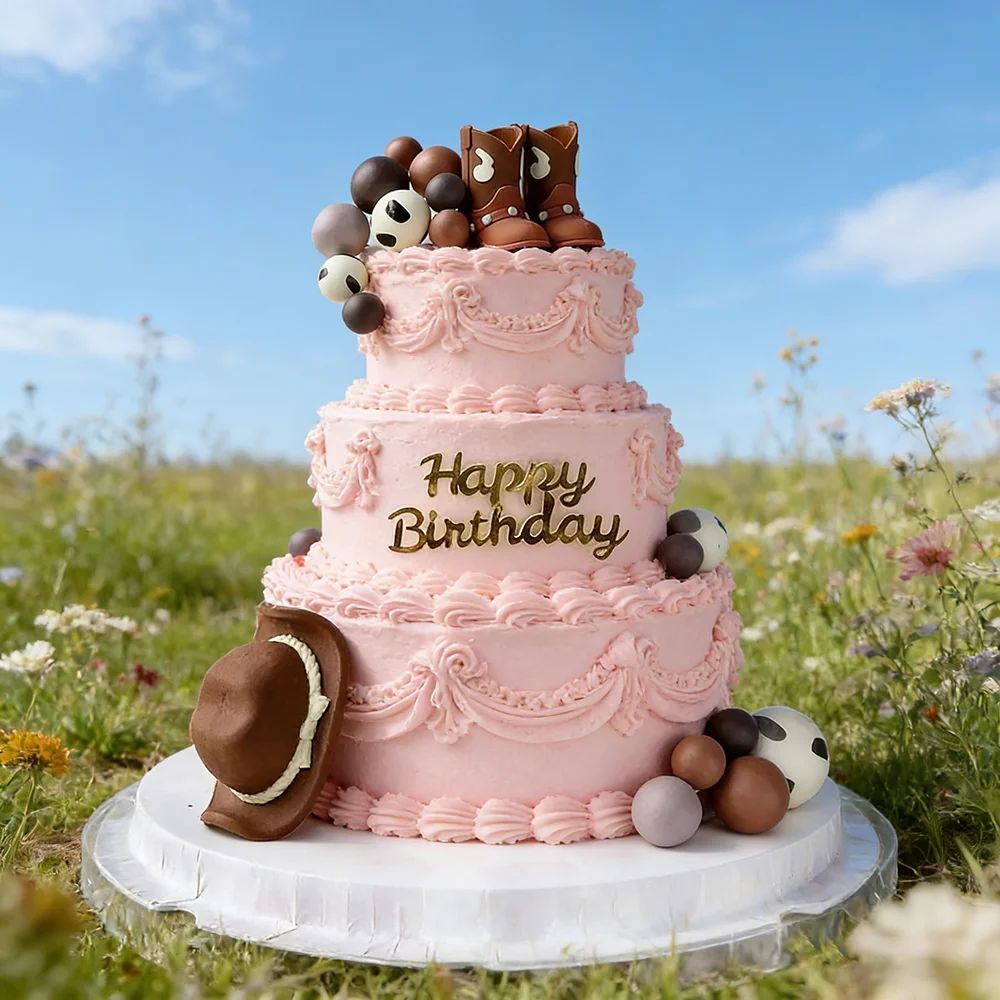 Western Cowboy Theme Cake Topper Brown Cowboy Hat Boot Balls for Kids Birthday Baby Shower Party Cake Decoration Supplies