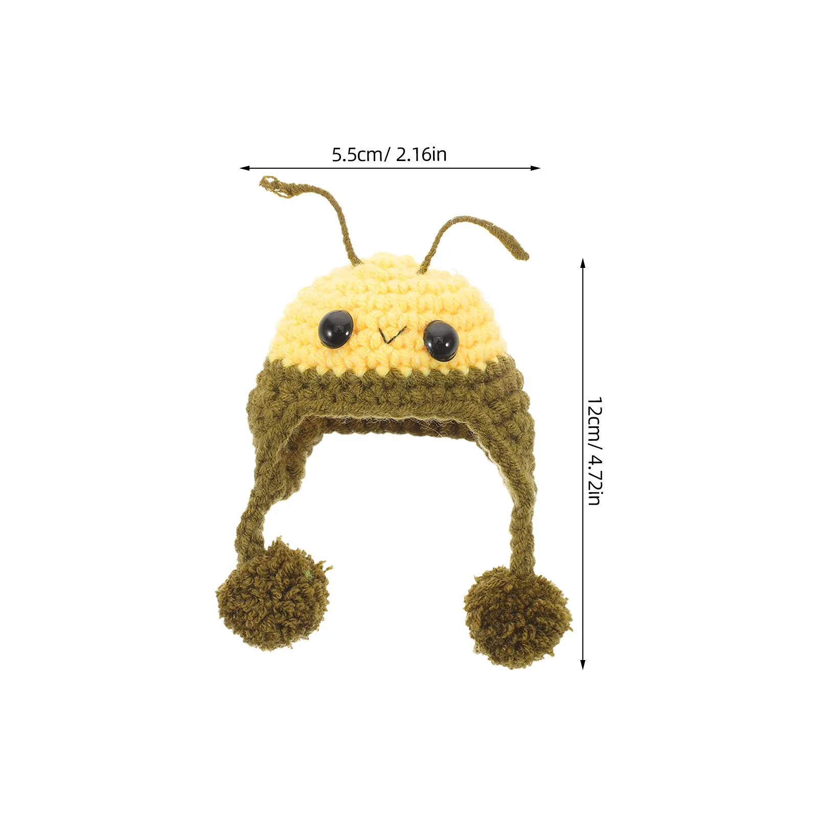 Miniatura czapki dzierganej w stylu pszczoły dla postaci zwierzęcych, mała ręcznie robiona czapka do ozdób rękodzielniczych, akcesoria do domku dla lalek DIY i na przyjęcia.