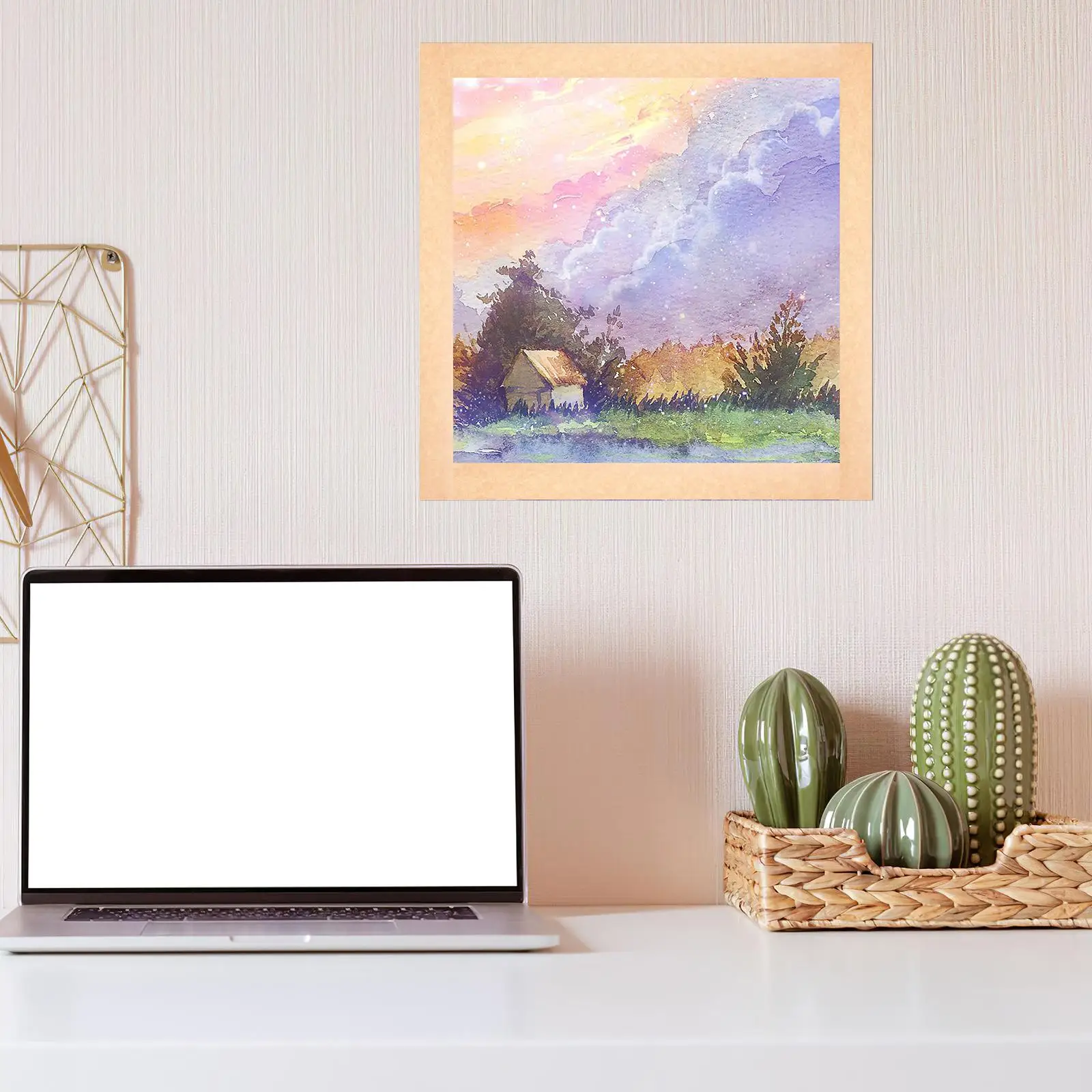 Framed Watercolor Painting Tape Packaging Tapes Activated for Active Paper Sealing Carton Package Heat Resistant