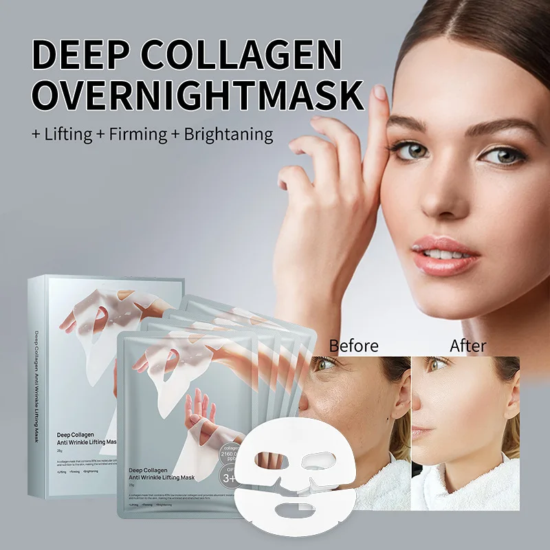 OEM Nawilżająca Maska do Twarzy w Rozdzielnych Kawałkach, Rozjaśniająca, Głęboko Przeciwzmarszczkowa Maska Kolagenowa