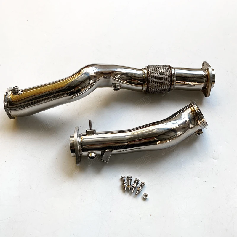 JTLD High Flow Polished 304SS Straight Downpipe for BMW G80 M3 S58 Catless Exhaust Front Pipe Made of Stainless Steel