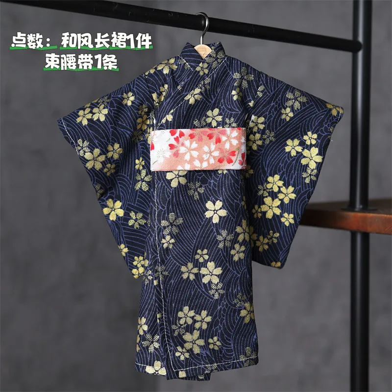 Japanischer süßer Yukata-Kimono mit Blumenmuster und Dienstmädchenrock für normale 1/6 BJD 30cm Actionfiguren-Körpermodelle – Detail 34