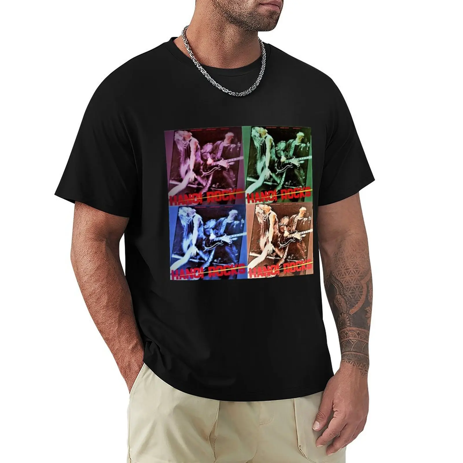 Hanoi Rocks collage T-Shirt Casual Loose Short Sleeve Tee for Men