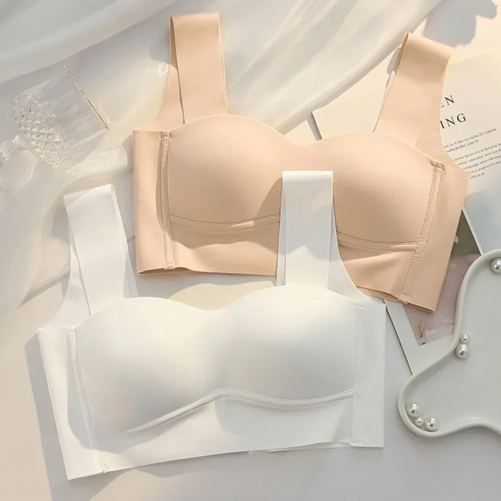 

Бюстгальтер Женский Женский Бесшовный Бюстгальтер из ледяного шелка Съемная нагрудная подушечка Подъемный бюстгальтер без кольца Нижнее белье без стального кольца Дышащий пуш-ап