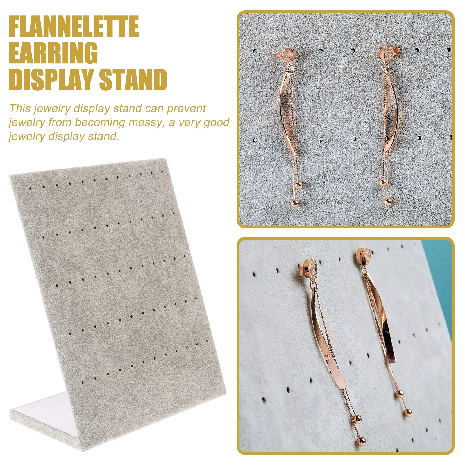 

2Pcs Ear Studs Display Stand Flannelette Earring Holder Jewelry Stand Pegboards Cabinet Stands Storage Home Shop