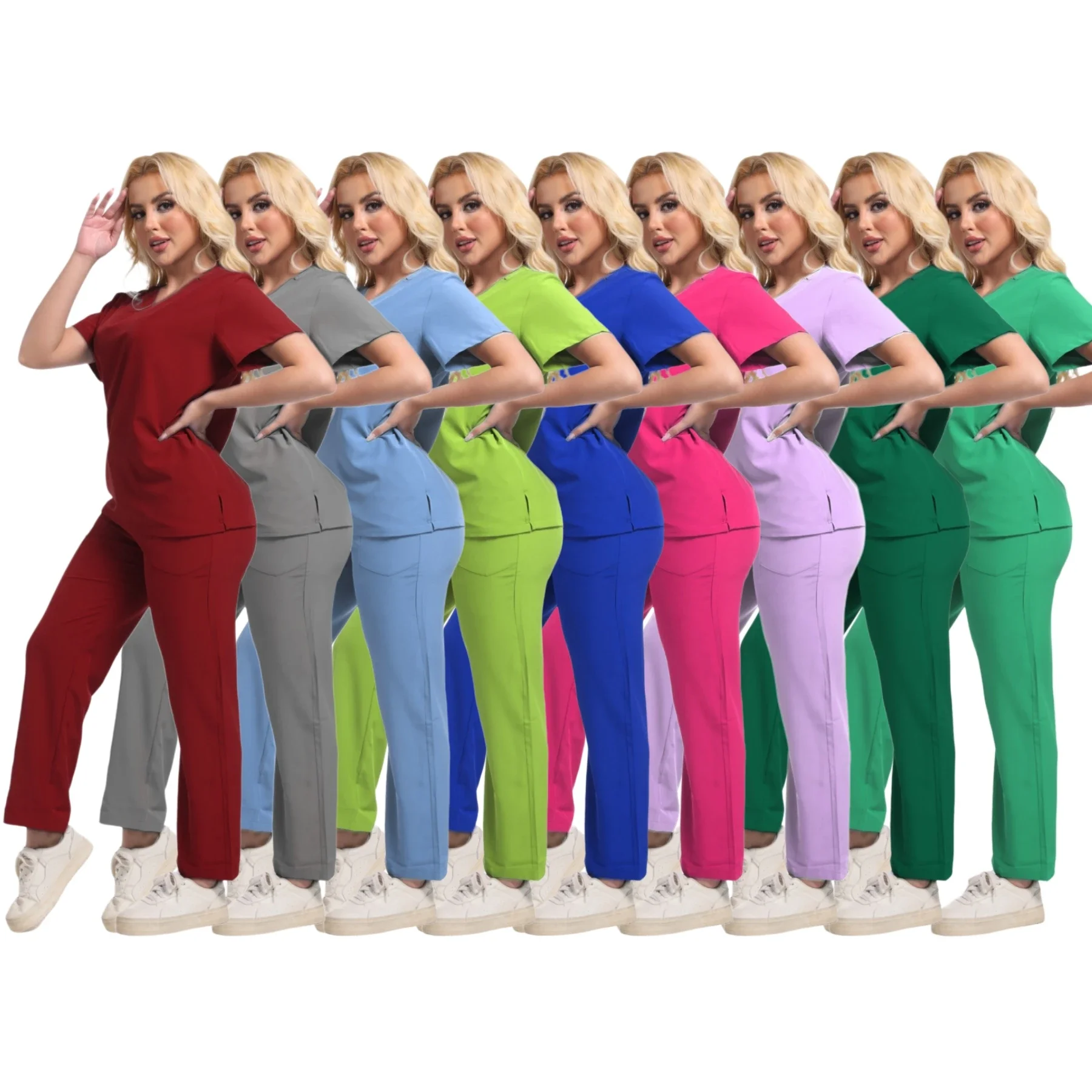 

2024HotSelling Fast Delivery Surgical uniforms Women's Scrub Fashionable Medical Scrubs Sets Nurse Hospital Uniform Jogger Pants