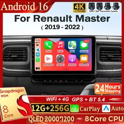 for Renault Master 2019 - 2022 Android 16 10.1 inch Car Multimedia Radio Player GPS Navi DSP Stereo QLED Touch Screen 4G WiFi