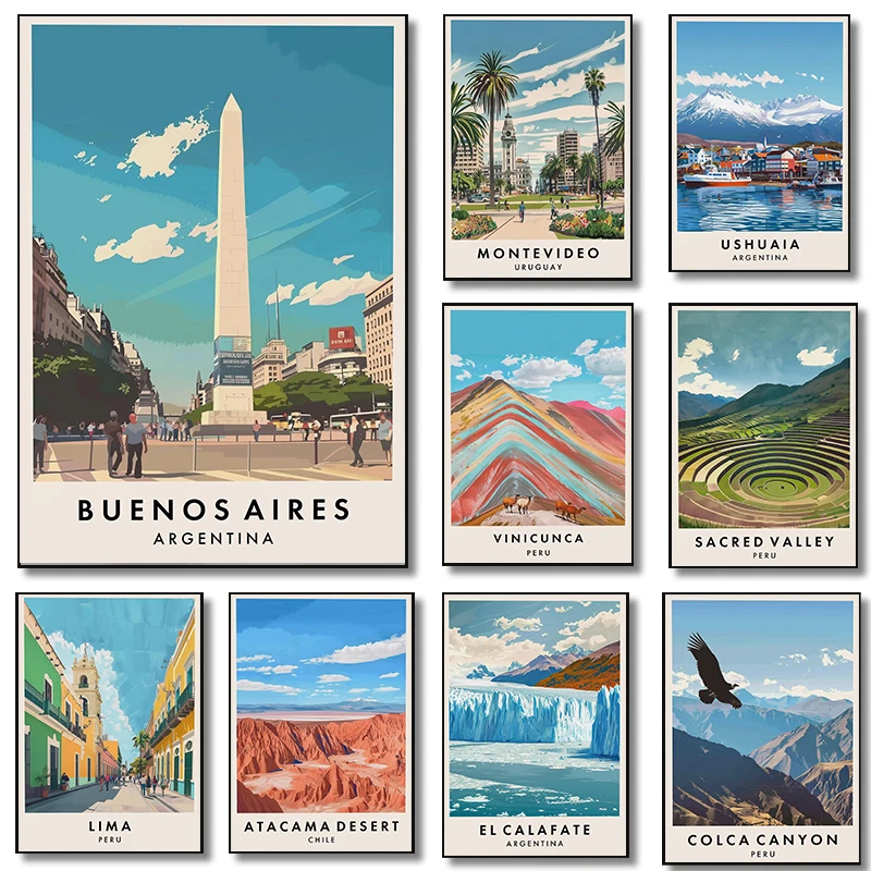 Pósteres exóticos de viaje de América del Sur, impresiones de viajeros del mundo de Titicana Lake Peru, pintura en lienzo, imágenes artísticas de pared, decoración de la habitación del hogar