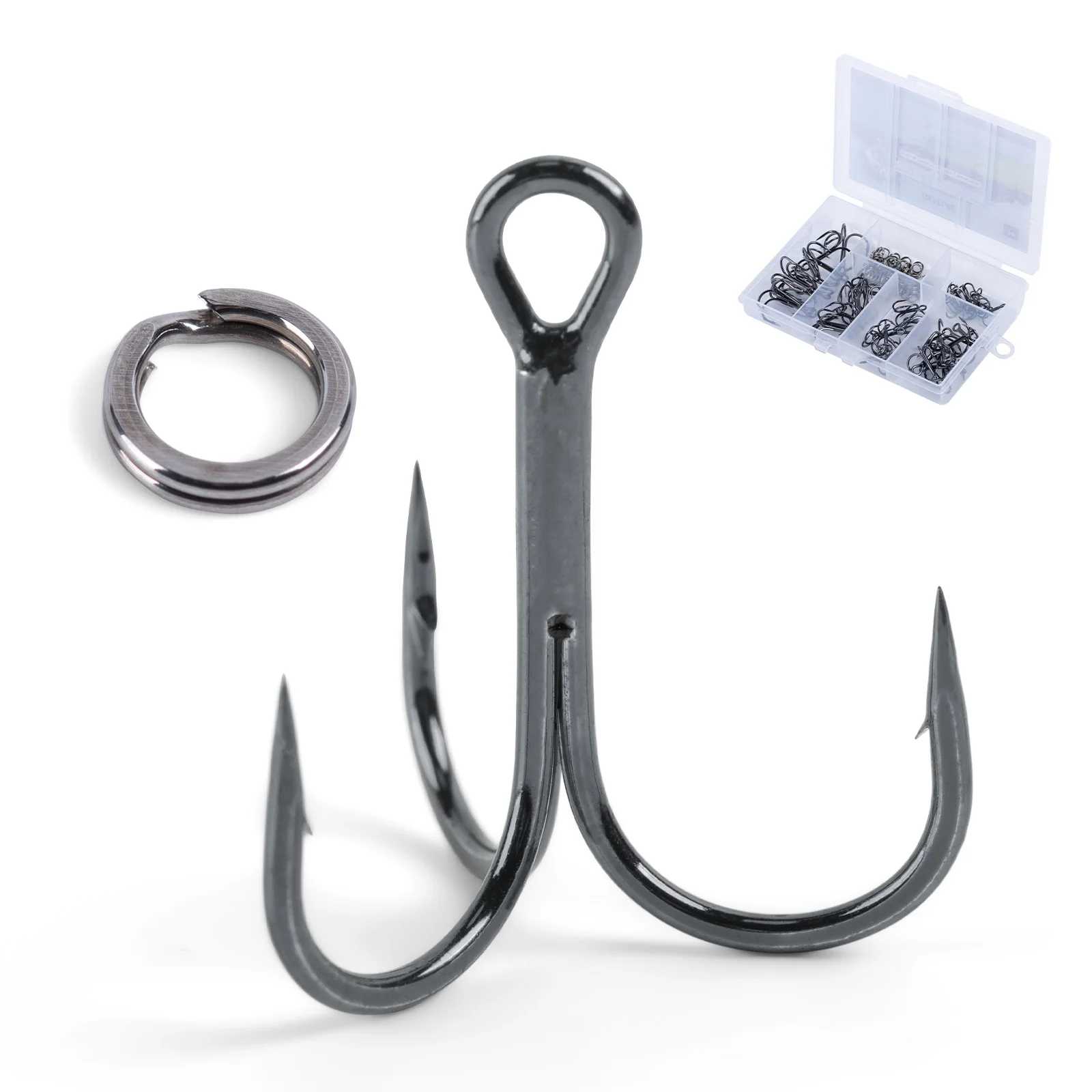 

Тройные рыболовные крючки Goture из высокоуглеродистой стали 2 # -10 # Кольца-вертлюги с усиленной коррозионной стойкостью для рыболовных приманок, снастей для ловли басса и лосося