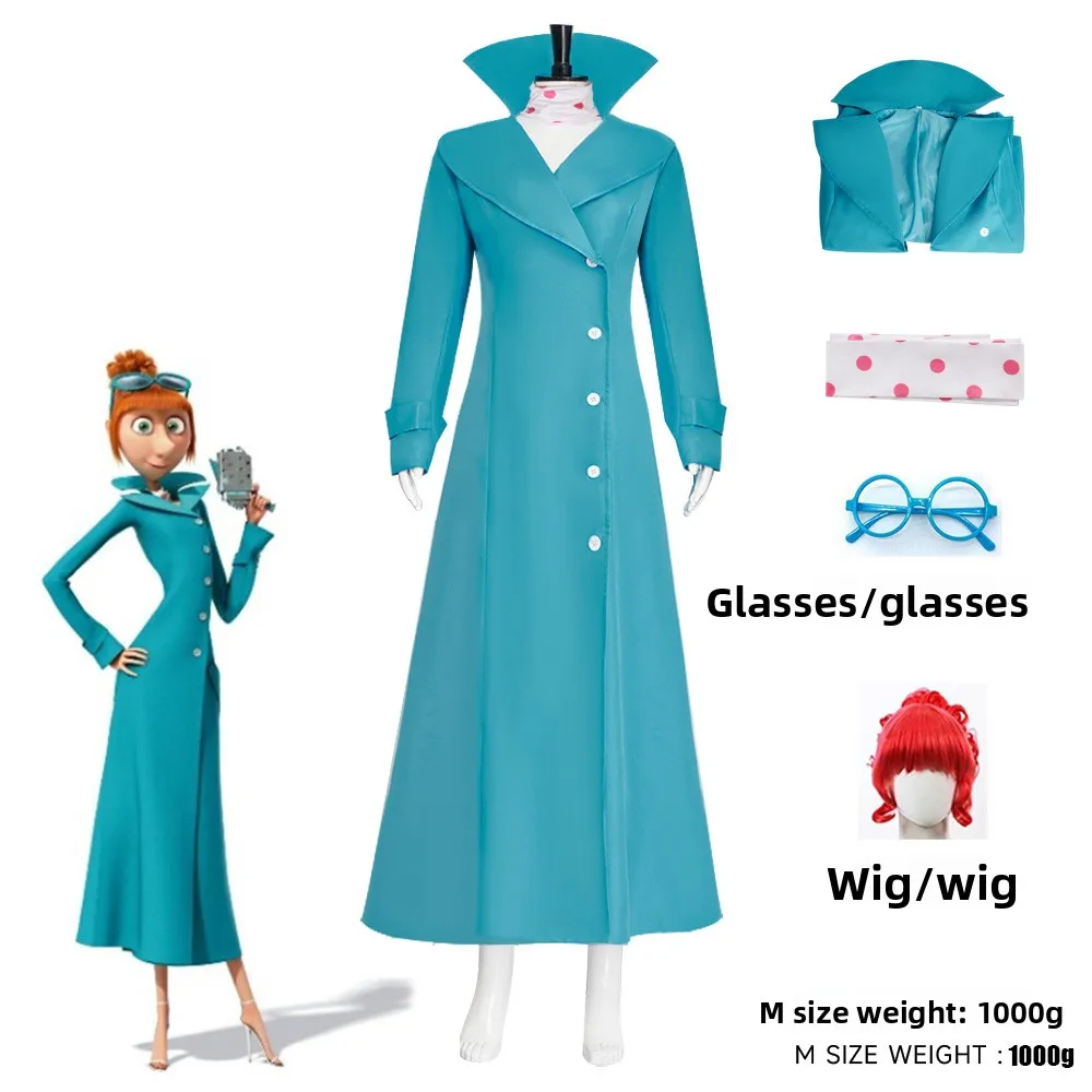 

Despicable Me Cosplay Anime Costumes Lucy Wilde Woman Cos Eyeglass Wig Gru Wife Dress-Up Party Halloween Carnival Roleplay Suit
