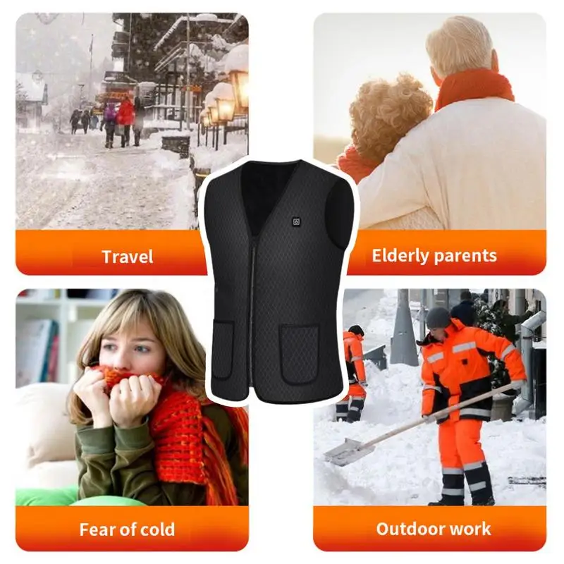 Electric Heated Jacket Men Women Sportswear Heated Coat Winter Skiing Electric Heated Vest USB Heating Jacket For Camping Hiking