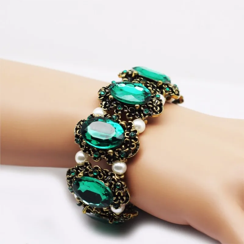 quality Golden green crystal stone bohemia R setro s style bracelets fashion jewelry women weddinglovers gift brand