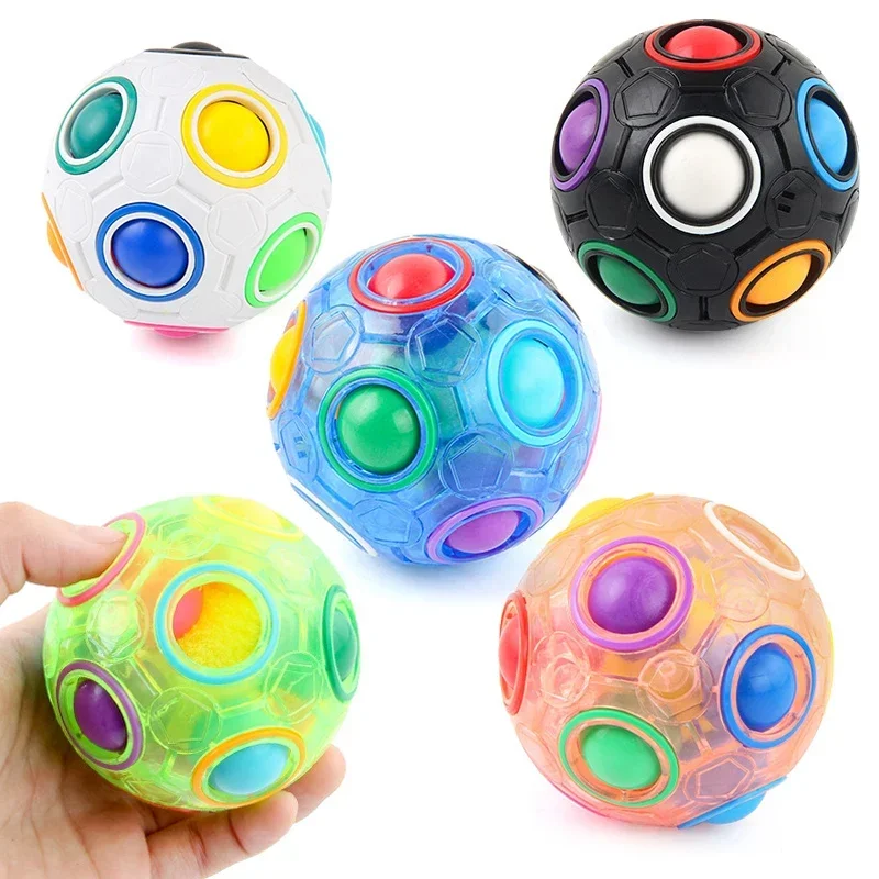 Cube Rainbow Ball Puzzles Football Magic Cube Educational Learning Toys for Children Adult Stress Reliever Toys