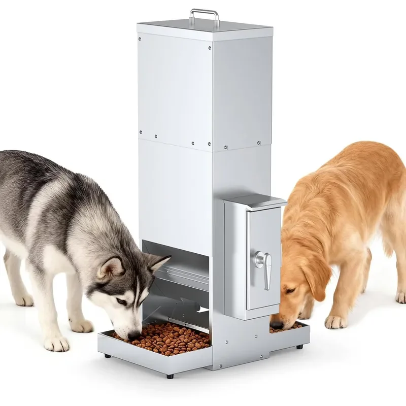 35L Automatic Dog Feeder for Two Large Dog or Cat Stainless Steel Pet Feeder with Timer Feeding Schedule Wall Mountable 2