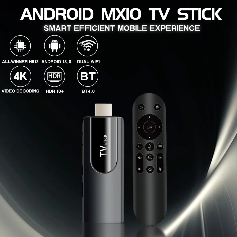 Imagem -03 - Smart tv Stick com Controle Remoto de Voz Mx10 Atv Android 13 os hd 4k 2gb 16gb 4g 5g Wifi H618 Núcleo Quádruplo Cortex-a53 Bt4.1