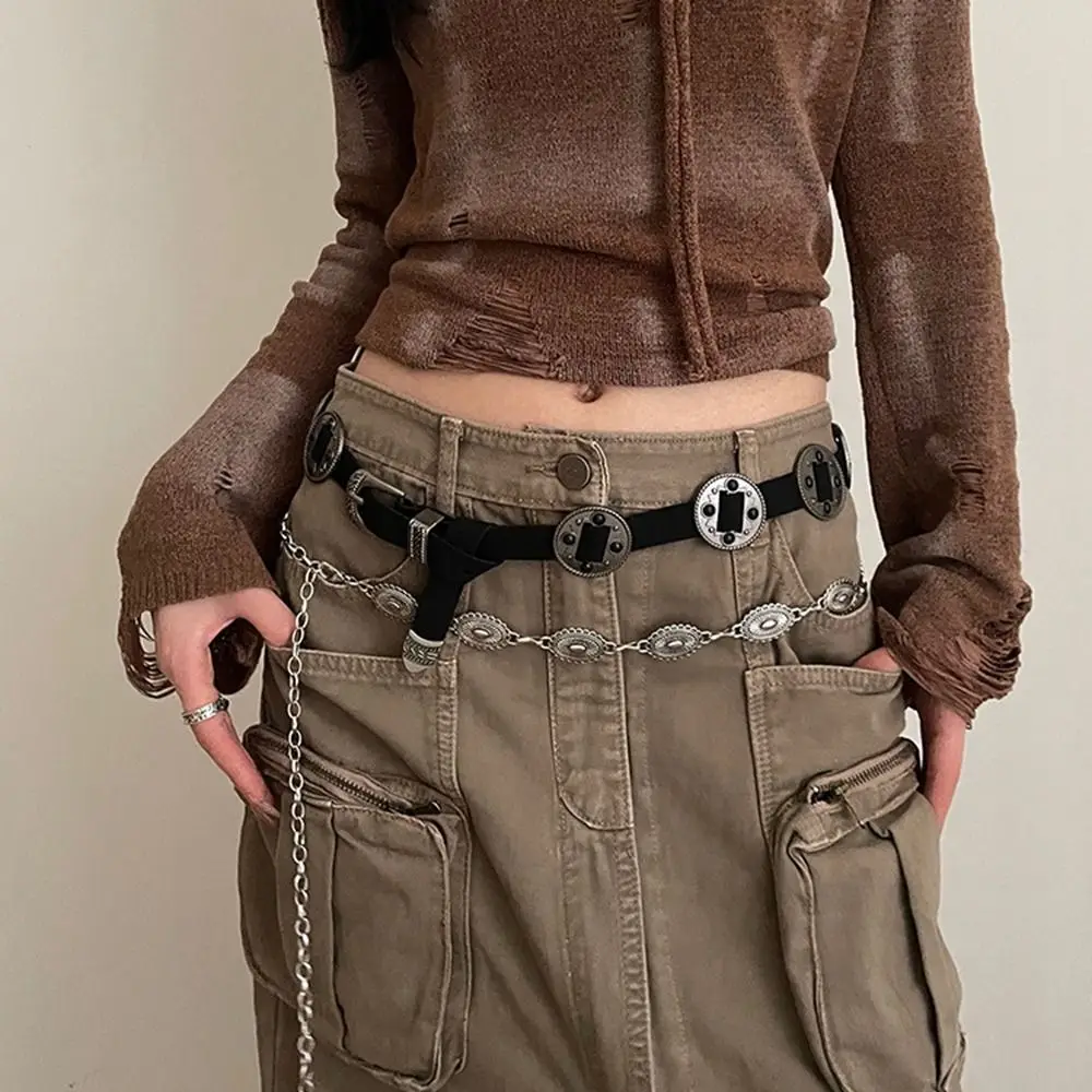 Fashion Carving Y2K Waistband Punk Ethnic Style West Cowboy Waist Belt Body Chains Korean Style PU Waistbands Stage