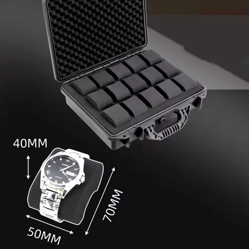 15 Slots ABS Plastic Waterproof Watch Box Portable Safety Equipment Watches Impact Resistant Organizer Storage Tool Case